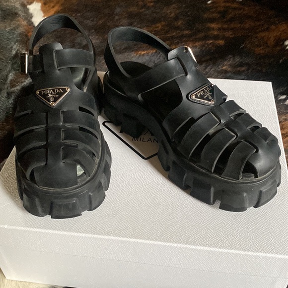 Prada black foam rubber platform sandals sandals 38 - Picture 4 of 8